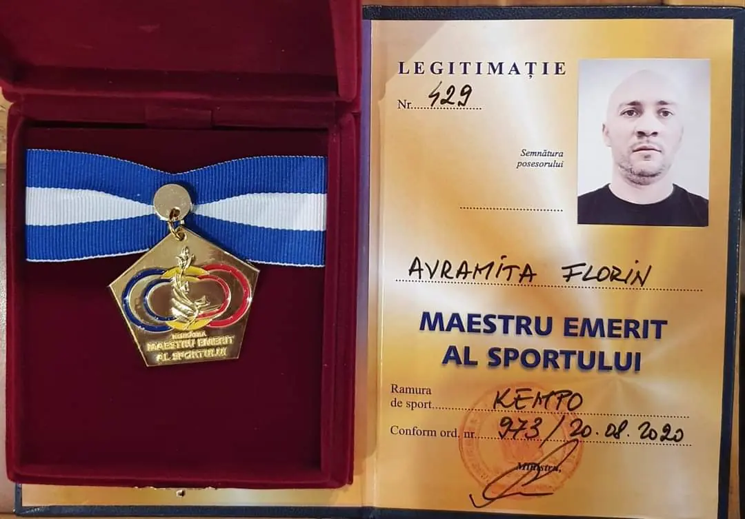 Legitimația de Maestru Emerit al Sportului a lui Florin Avrămiță, ramura Kempo, ordin nr. 973 / 20.08.2020